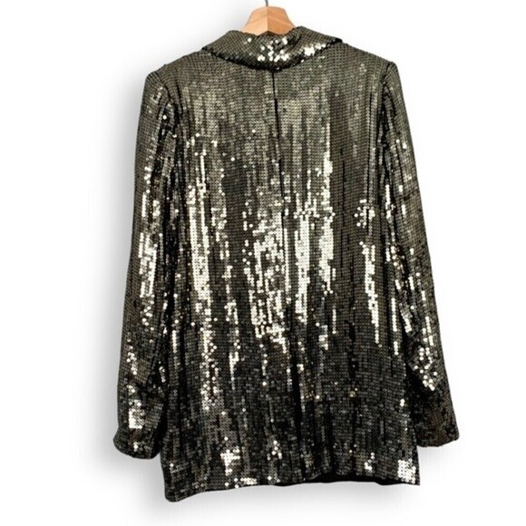 Alice and Olivia Sequin Blazer Jacket S Gold Metallic - Picture 10 of 16